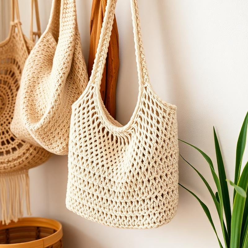 Bolsa de croché pendurada